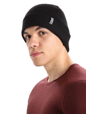 Dámské Klobouky Icebreaker Unisex Merino Feadan Slouch Beanie Černé | CZ 1468RVDW